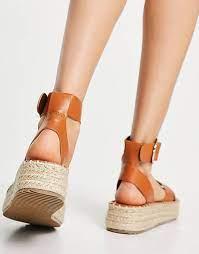 Asos Design Women's Tan Flat Form Sandals ANS1021