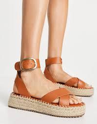 Asos Design Women's Tan Flat Form Sandals ANS1021