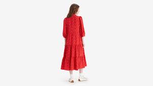 Levis Women's Red Floral Long Sleeved Dress |Levis In Lebanon