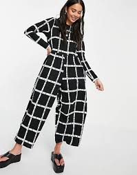 Asos Design Women's Mono Grid Multicolor Jumpsuit ANF2713