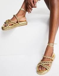 Asos Design Women's Gold Sandals ANS1030