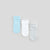 Three pairs of folded ankle socks in light blue, white, and heather gray, arranged vertically on a solid light gray background.
