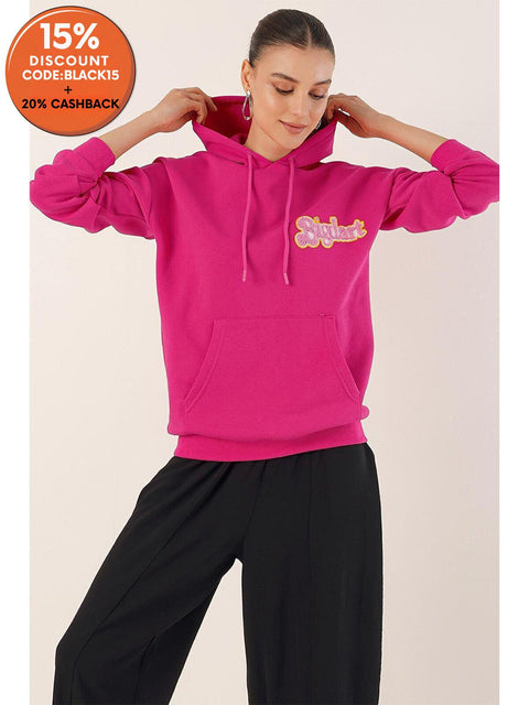 Big Dart Women's Fuchsia Embroidered Oversize Hoodie | Big Dart In Lebanon