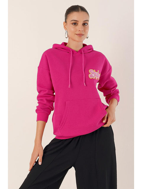 Big Dart Women's Fuchsia Embroidered Oversize Hoodie | Big Dart In Lebanon