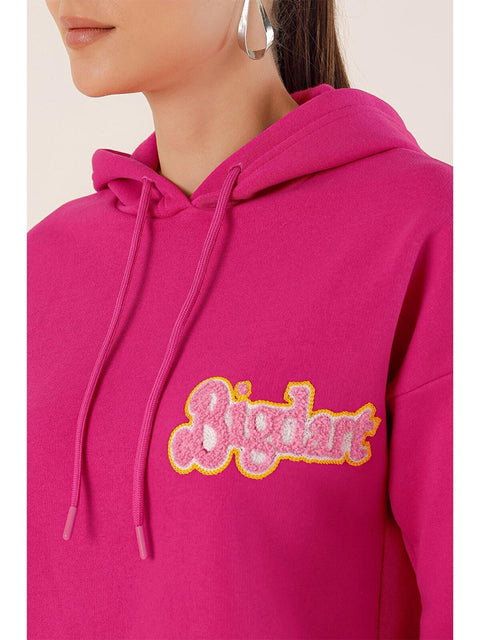 Big Dart Women's Fuchsia Embroidered Oversize Hoodie | Big Dart In Lebanon