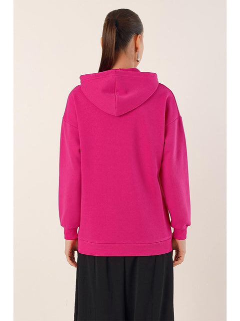 Big Dart Women's Fuchsia Embroidered Oversize Hoodie | Big Dart In Lebanon