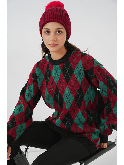 Big Dart Women's Multicolor Knitted Mock Neck Sweater | Big Dart In Lebanon