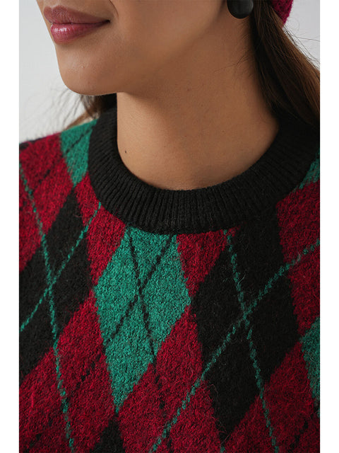 Big Dart Women's Multicolor Knitted Mock Neck Sweater | Big Dart In Lebanon