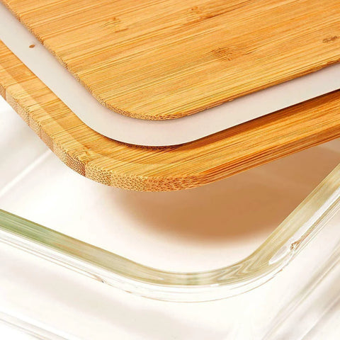 DR Home Division Transparent Glass Container With Wood Lid 1050ml | DR Home Division In Lebanon