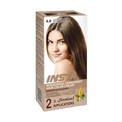Insta Hair Coloring Cream Keratin & Collagen 6.0 Dark Blonde  110ml