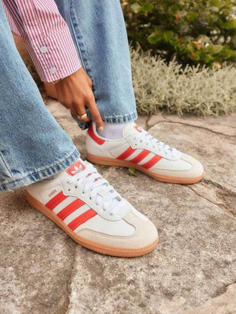 Adidas Women's White & Red Samba OG Sneakers | Adidas In Lebanon