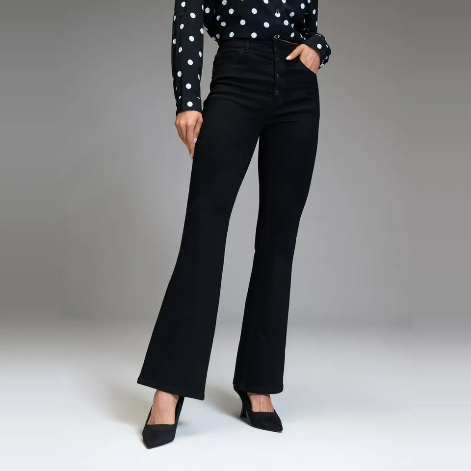 Sinsay Women's Black Flare High Rise Denim Jeans