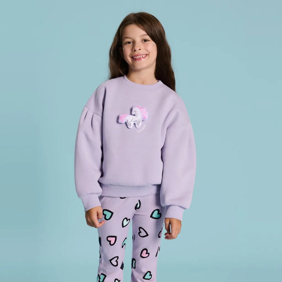 Sinsay Girl's Purple Unicorn Applique Sweatshirt