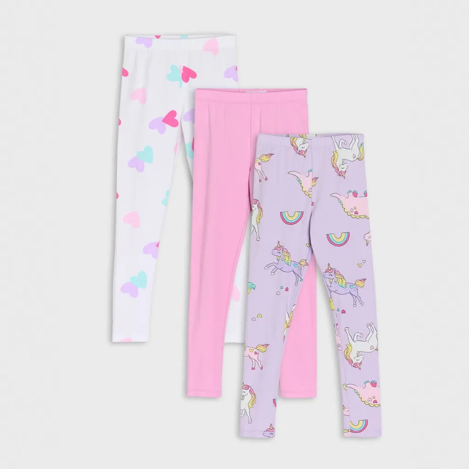 Sinsay Girl's Multicolored Printed 3-Pack Leggings