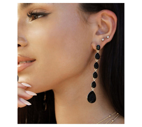 Ettika Women's Black Crystal Drop Earrings | Ettika In Lebanon