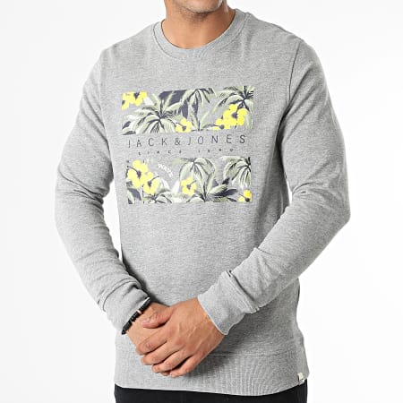Jack & Jones Men's Light Grey Crew Neck With Venice Branding Blouse| Jack & Jones In Lebanon