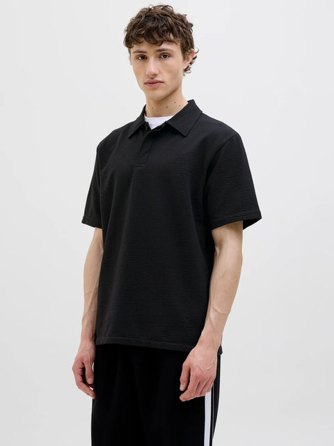 Jack & Jones  Men's Black Relaxed Fit Polo T-Shirt | Jack & Jones In Lebanon