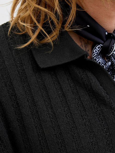 Jack & Jones Men's Black Loose Fit Polo Neck T-Shirt | Jack & Jones In Lebanon