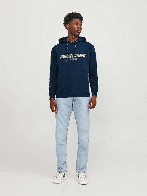 Jack & Jones Men's Navy Logo Printed Hoodie | Jack & Jones In Lebanon