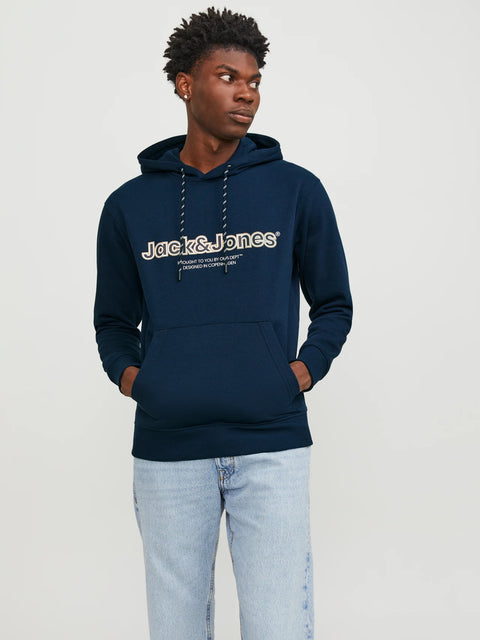 Jack & Jones Men's Navy Logo Printed Hoodie | Jack & Jones In Lebanon