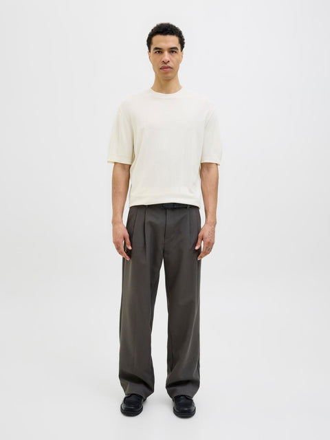 Jack & Jones Men's Off White Plain Knitted T-Shirt | Jack & Jones In Lebanon