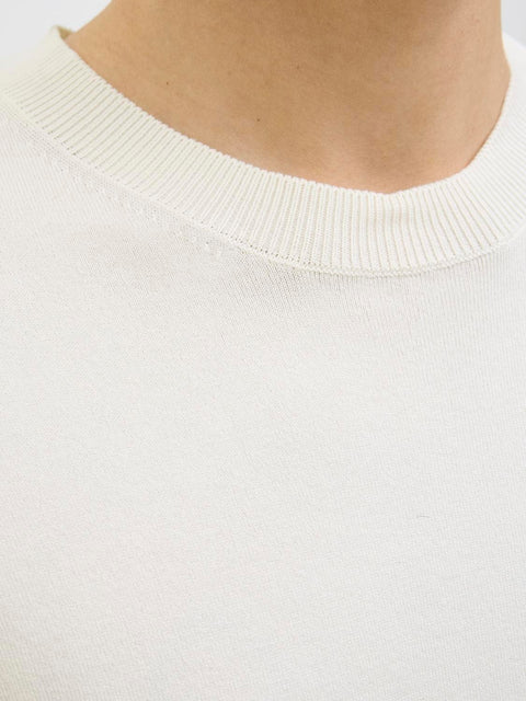 Jack & Jones Men's Off White Plain Knitted T-Shirt | Jack & Jones In Lebanon