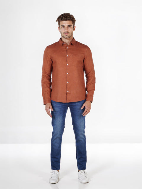 Celio Men's Brown Solid Regular Fit Shirt | Celio in Lebanon
