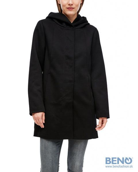 Q/S By S.Oliver Women's Black Hooded Coat | Q/S By S.Oliver In Lebanon