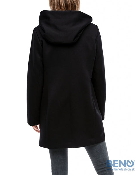 Q/S By S.Oliver Women's Black Hooded Coat | Q/S By S.Oliver In Lebanon