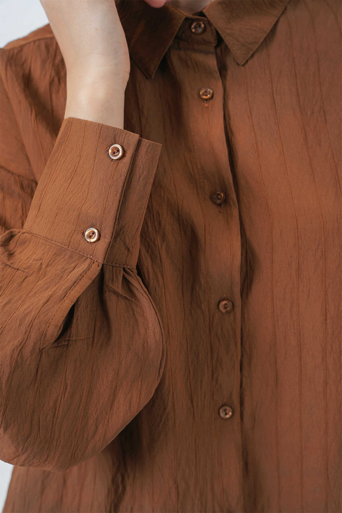 Big Dart Women's Brown Striped Long Shirt |Big Dart In Lebanon