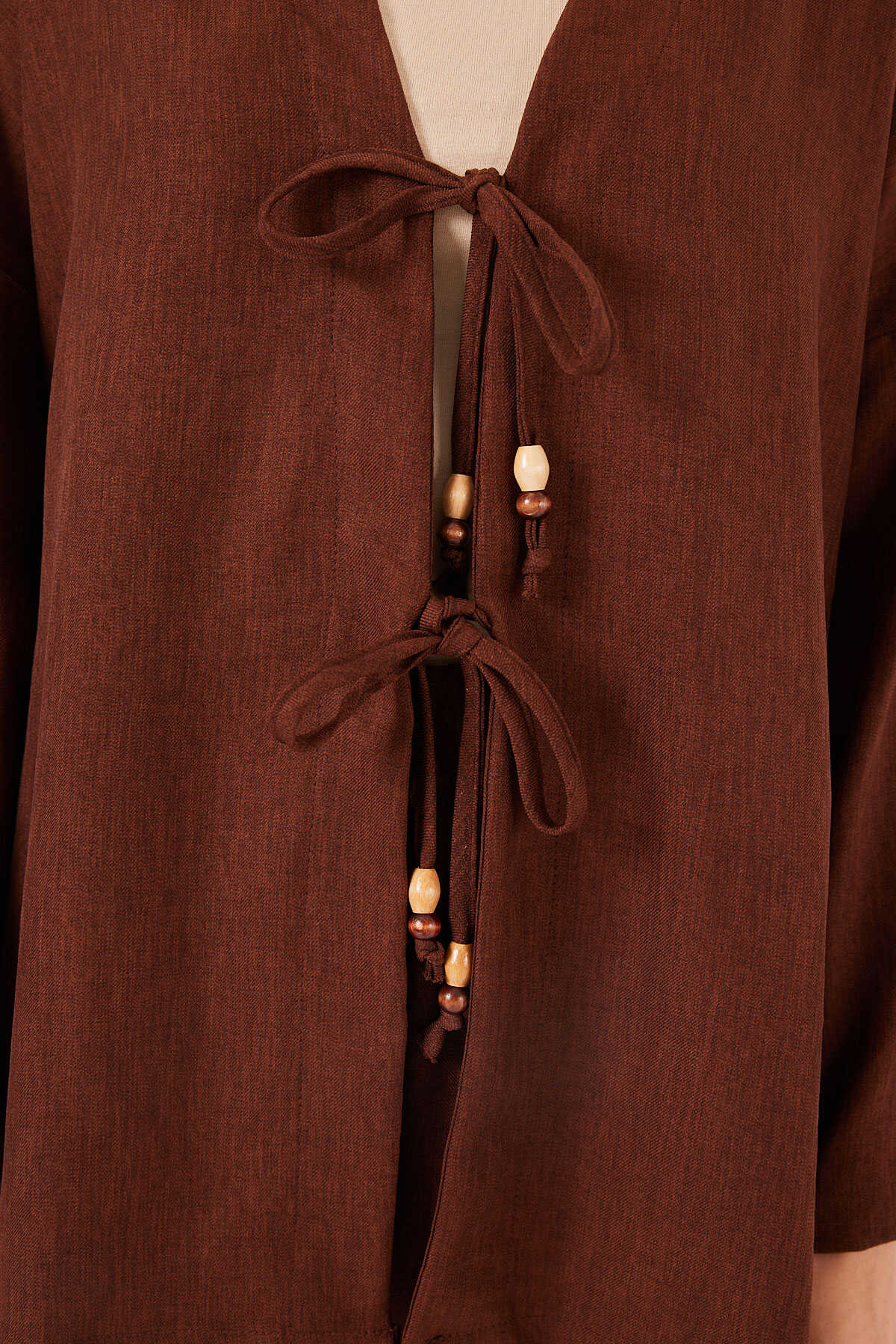 Big Dart Women's Brown Linen Kimono Two-Piece Set | Big Dart In Lebanon