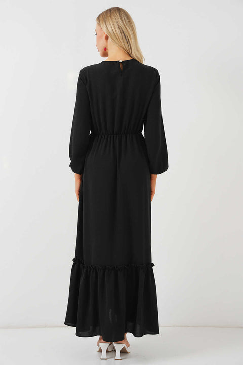Big Dart Women's Black Long Sleeve Embroidered Long Hijab Dress | Big Dart In Lebanon