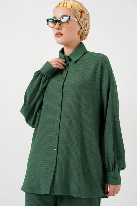 Big Dart Women's Dark Green Knitted Hijab Bottom & Top Set | Big Dart In Lebanon