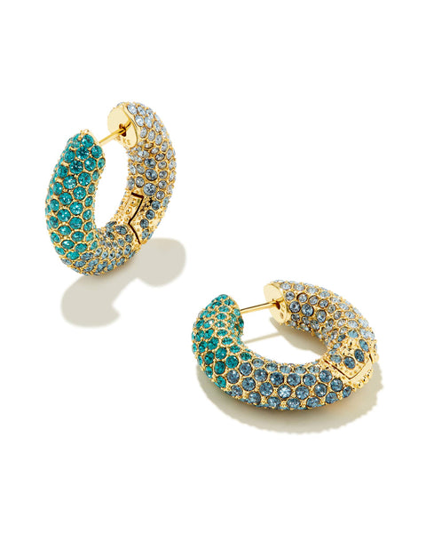 Mikki Pave Women's Gold Hoop in Green Blue Ombre Mix Earrings | Mikki Pave In Lebanon