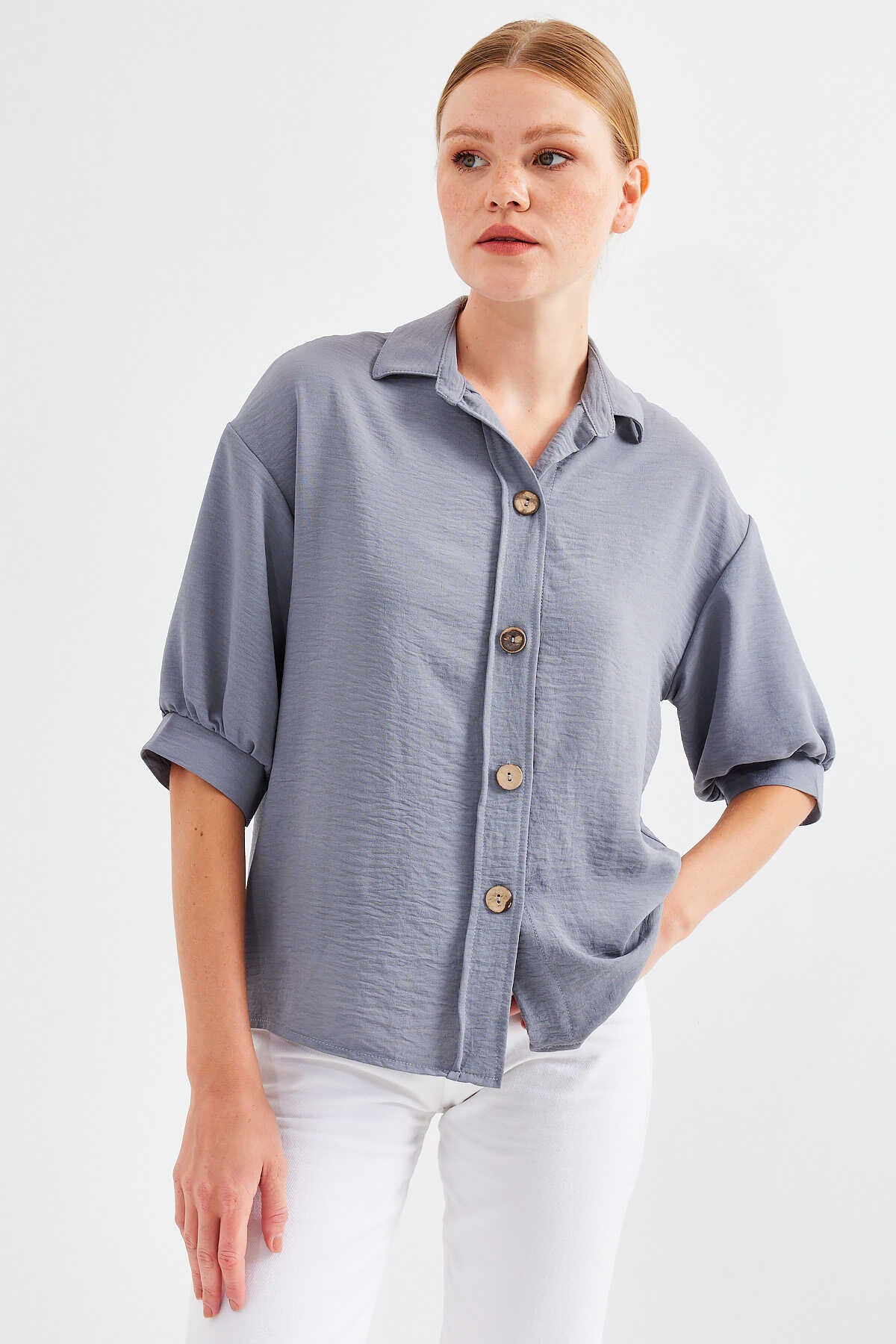 Big Dart Women's Blue 3/4 Sleeve Shirt | Big Dart In Lebanon