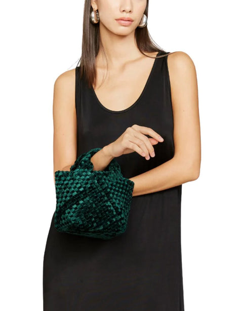 Naghedi Women's Dark Olive Velvet Petit Hand Bag | Naghedi In Lebanon