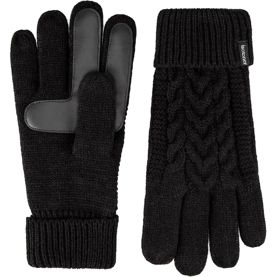 Isotoner Women's Black Touchscreen Palm Patches Gloves