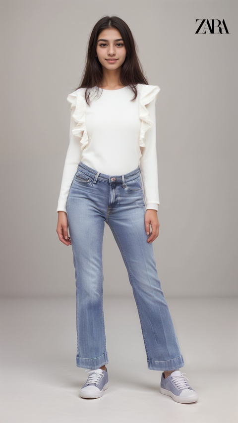 Zara Girl's White Long-Sleeve Blouse |Zara in Lebanon