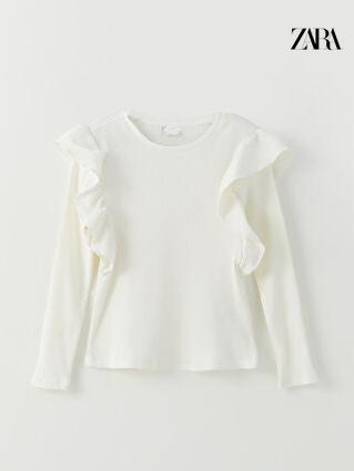Zara Girl's White Long-Sleeve Blouse |Zara in Lebanon