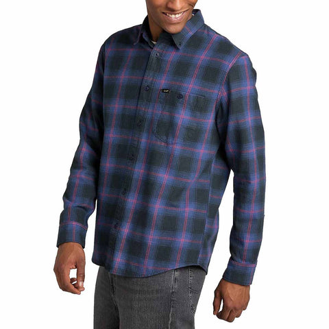 Lee Men's Navy & Charcoal Checkered Long Sleeve Riveted Shirt | Lee In Lebanon