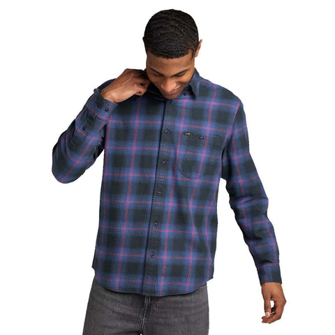 Lee Men's Navy & Charcoal Checkered Long Sleeve Riveted Shirt | Lee In Lebanon