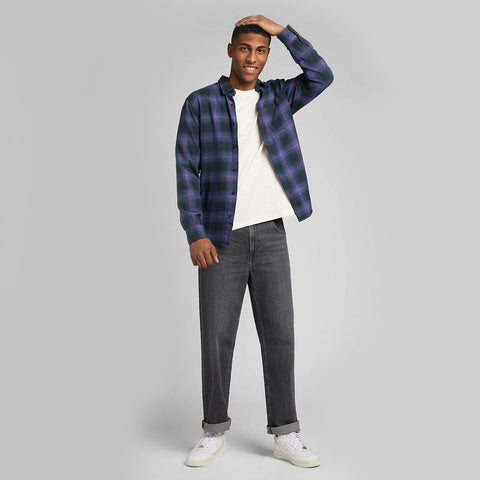 Lee Men's Navy & Charcoal Checkered Long Sleeve Riveted Shirt | Lee In Lebanon