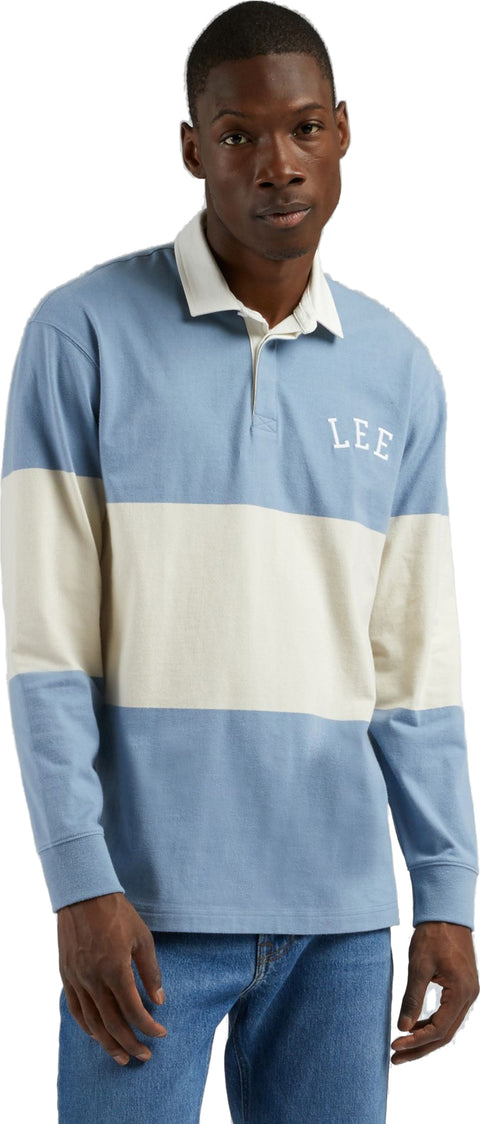 Lee Men's Blue & Cream Long Sleeve Rugby Tee Blouse | Lee In Lebanon