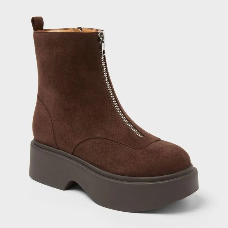 Wild Fable Women's Dark Brown Front Zip Platform Boot