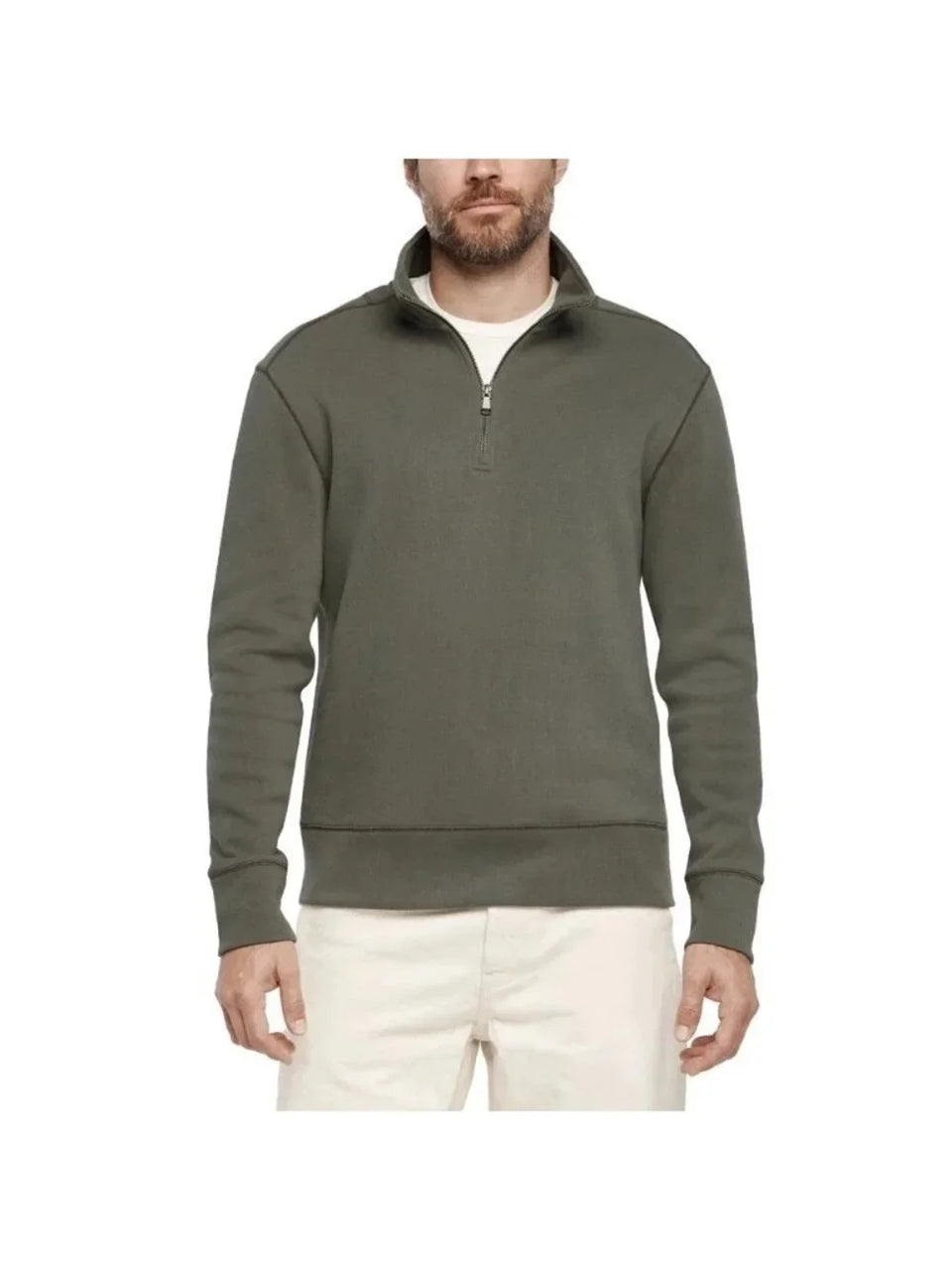 Banana Republic Men's Green Cotton Blend 1/4 Zip Pullover Sweatshirt