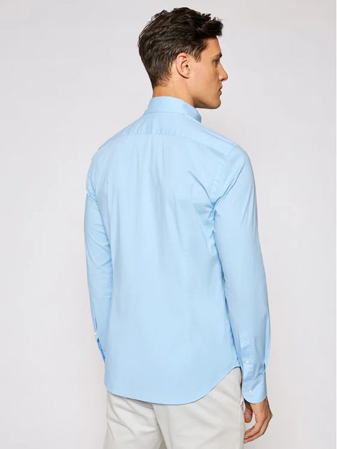 La Martina Men's Blue Slim Fit Poplin Shirt|La Martina In Lebanon