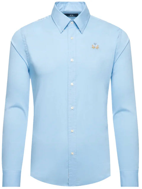La Martina Men's Blue Slim Fit Poplin Shirt|La Martina In Lebanon