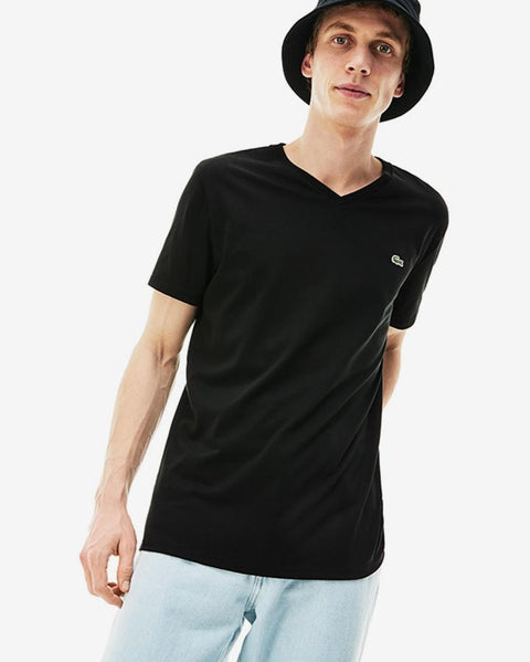 Lacoste Men's Black Regular Fit Short Sleeve V-neck T-Shirt |Lacoste In Lebanon