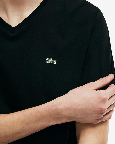 Lacoste Men's Black Regular Fit Short Sleeve V-neck T-Shirt |Lacoste In Lebanon