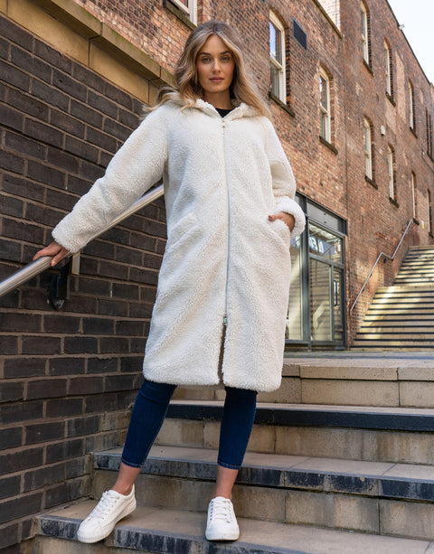 Threadbare Women's White Faux Borg Hooded Coat |Threadbare In Lebanon